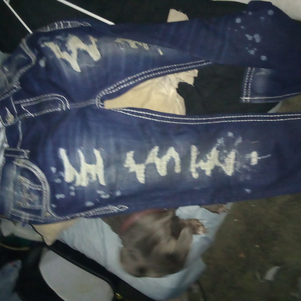 Rock Revival Blue Skinny Jeans with Distressed Detailing